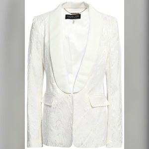 RACHEL ZOE Jaz Faille-trimmed satin-moire blazer
